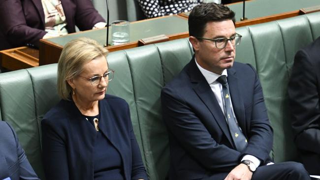 Opposition leader Sussan Ley and Party leader of the National Party of Australia David Littleproud . Picture: Martin Ollman