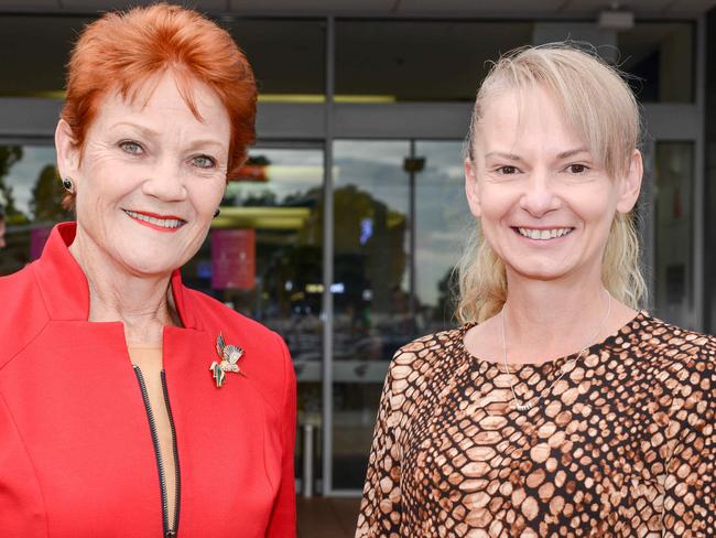 ADELAIDE, AUSTRALIA - NewsWire Photos APRIL 21, 2022: Pauline Hanson with candidate for Spence Linda Champion during a walk around at Woolworths Elizabeth Shopping centre. Picture: NCA NewsWire / Brenton Edwards