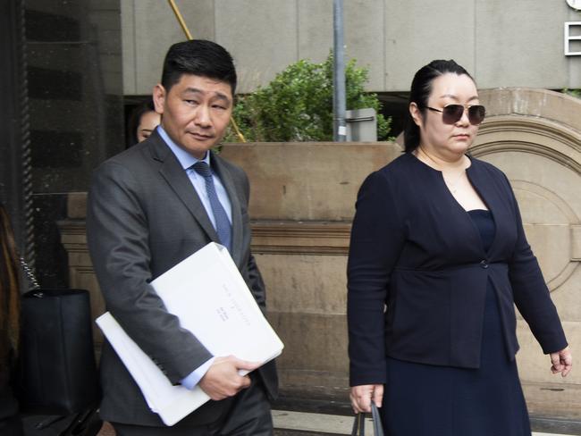 Jie Shao leaves Downing Centre District Court with her legal team in 2021. Picture: Monique Harmer