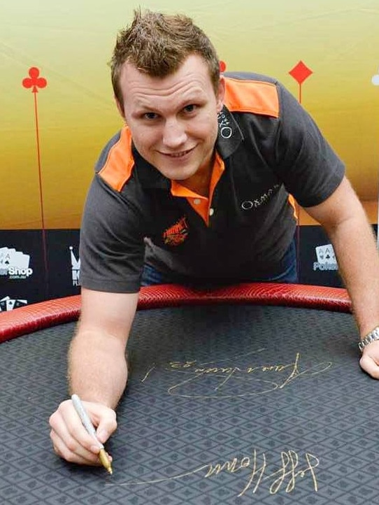 A poker table, signed by Shane Warne and Jeff Horn, was listed online for $2000.