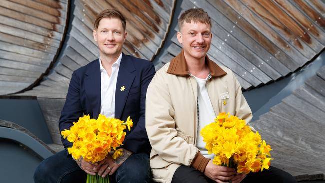 James and Rob Farnham are Cancer Council Daffodil Day ambassadors. Picture: Max Mason-Hubers