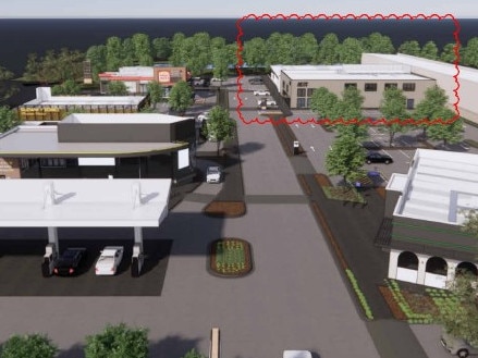 Plans for the development  at 1 Renshaw Rd, Cranebrook with the new gym building highlighted. Picture: Richmond and Ross