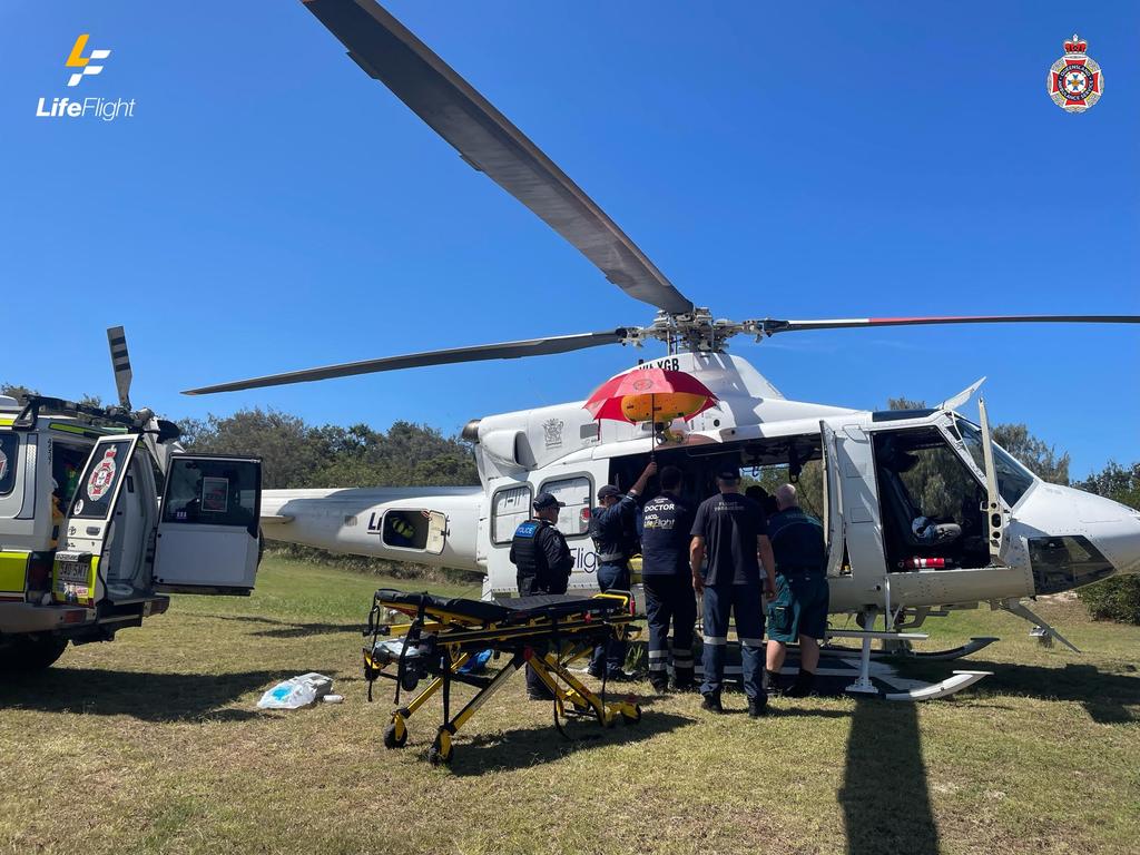 A trail bike rider has been flown to hospital after losing control and crashing into a tree on K’gari, suffering serious injuries. Photo: LifeFlight.