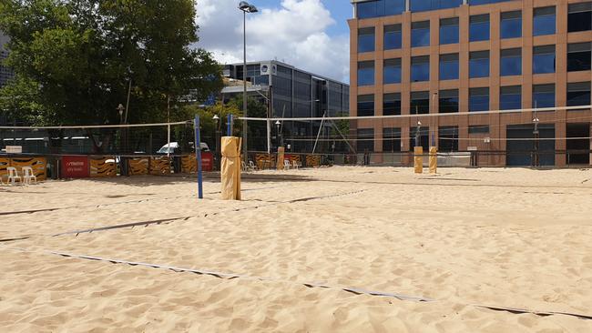 Adelaide City Council has drawn up a list of properties which will be sold in a bid to raise millions of dollars. Among them is the CBD beach volleyball court. Picture: Colin James