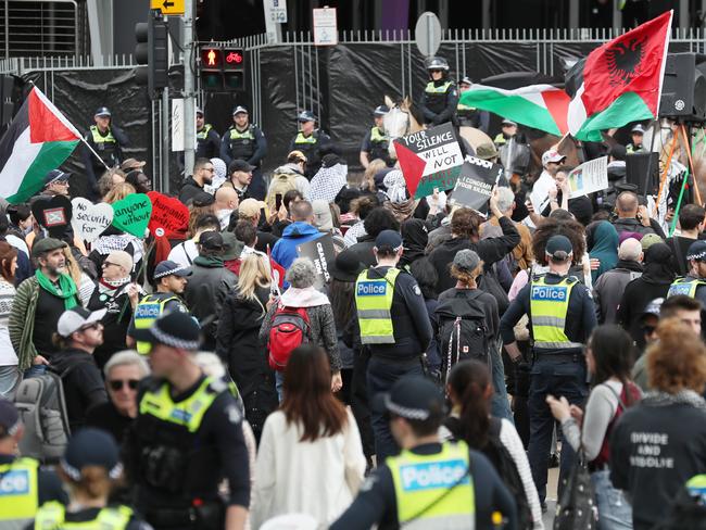 Victorians have been slugged more than $4m to police the Sunday pro-Palestine rallies over the last year. Picture: David Crosling