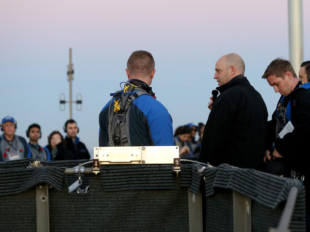 A dawn service was held on the summit of the Sydney Harbour Bridge to commemorate ANZAC Day. Money raised by the members of the public who climbed the bridge went to RSL DefenceCare. NRL CEO Todd Greenberg (pictured) and former Parramatta Eels player Nathan Hindmarsh were some of those in attendance. Picture: Toby Zerna