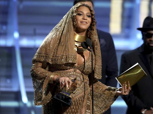 Beyonce accepts the Best Urban Contemporary Album award for ‘Lemonade’ onstage during The 59th GRAMMY Awards at STAPLES Center on February 12, 2017 in Los Angeles, California. Picture: AP