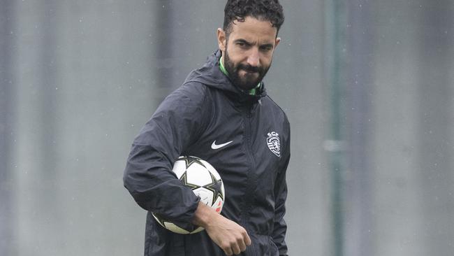 Sportingâs coach Ruben Amorim attends a training session on the eve of their UEFA Champions League football match against Manchester City at the Cristiano Ronaldo Academy in Alcochete, outskirts of Lisbon, on November 04, 2024. (Photo by Patricia DE MELO MOREIRA / AFP)