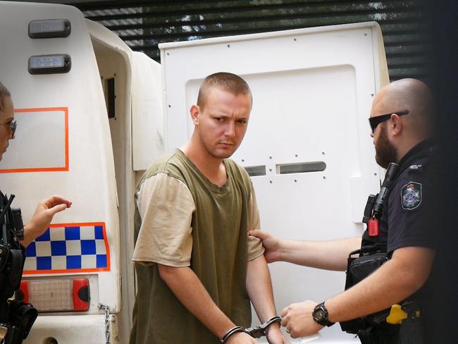 Jake Scott Ashman, 22, walking into his first appearance at Maryborough Magistrates Court over a charge of murder. Photo – Annie Perets