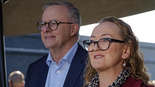 Anthony Albanese is in Melbourne today with the Member-elect for Aston, Mary Doyle. Picture: NCA NewsWire / Valeriu Campan