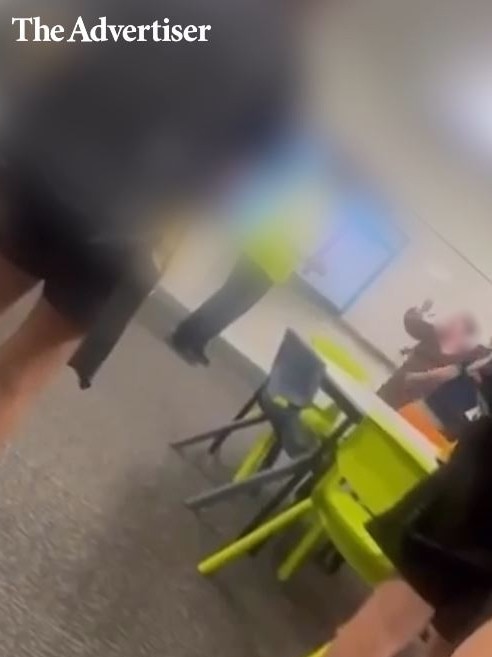 A still from the video showing the mother threatening a 12-year-old student. Picture: Supplied