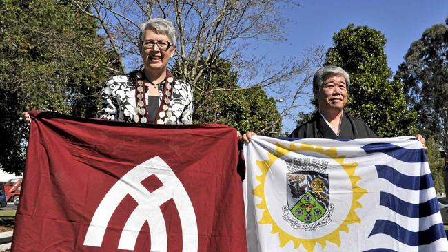 Mayor Jenny Dowell and Mayor Masakatsu Yoshida at the Lismore and Yamato Takada Sister City Relationship 50th Anniversary. Picture: Mireille Merlet-Shaw