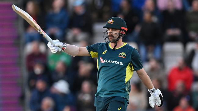 SOUTHAMPTON, ENGLAND - SEPTEMBER 11: Travis Head of Australia celebrates reaching his fifty in 19 balls during the 1st Vitality IT20 between England and Australia at Utilita Bowl on September 11, 2024 in Southampton, England.  (Photo by Mike Hewitt/Getty Images)