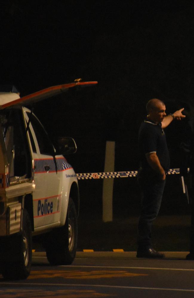 Police and paramedics outside the Porters Plainland Hotel after the stabbing.