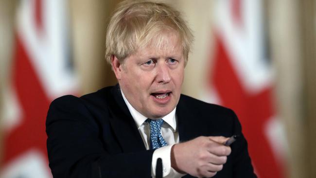 British Prime Minister Boris Johnson gives a press conference. Picture: AP.