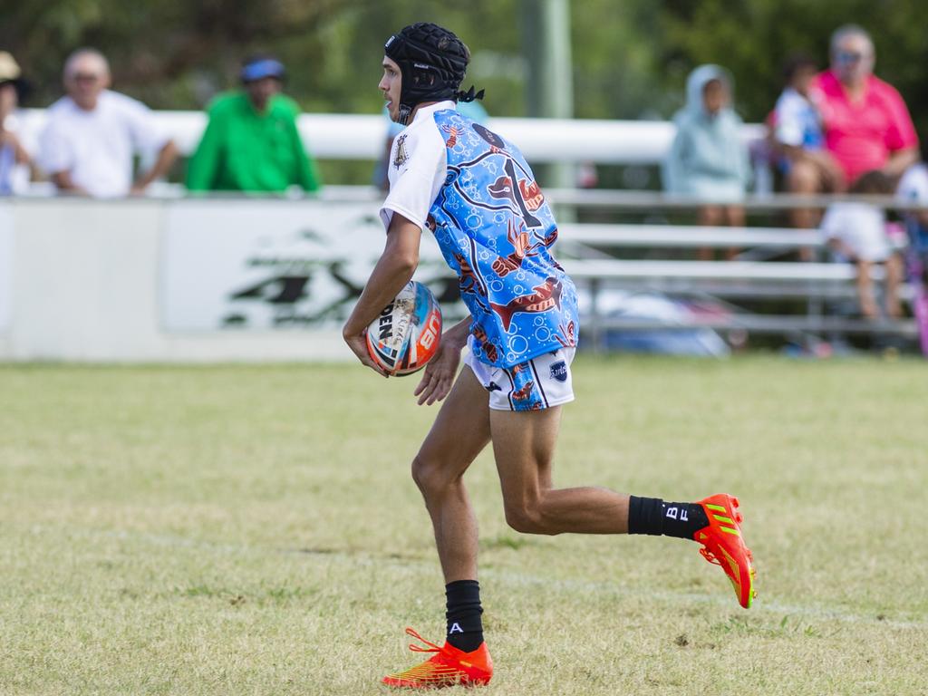 Chris Woodbridge of Coastal Blacks against SEQ Magic in the Warriors Reconciliation Knockout Carnival. Picture: Kevin Farmer.