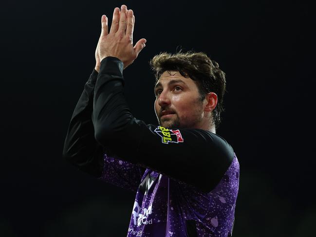 Tim David of the Hurricanes acknowledges the fans during the BBL finals series. (Photo by Robert Cianflone/Getty Images)