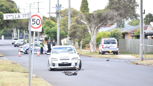 Police at the scene of a serious crash involving a car and an e-scooter on Richmond Drive in Wilsonton about 11am on Tuesday, October 10 2023.