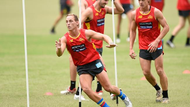 Darcy MacPherson during a Gold Coast Suns AFL training session/ (Photo by Matt Roberts/AFL Photos/via Getty Images)