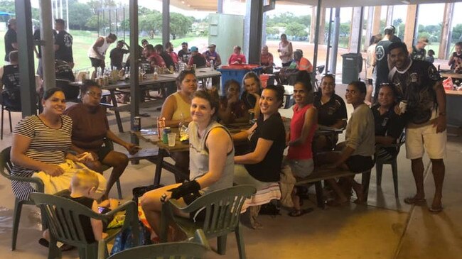 Friends and teammates gathered at Palmerston Magpies Football Club to remember the late Warren Berto on Tuesday. Picture: Supplied/Facebook