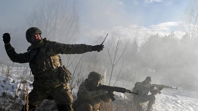 Ukrainian Territorial Defense Forces take part in a military exercise near Kiev. Picture: AFP.