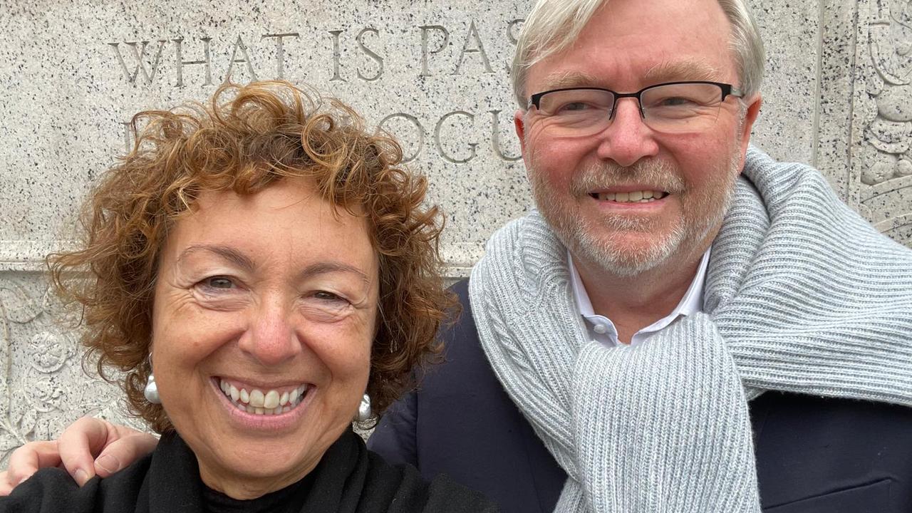 Kevin Rudd with wife Thérèse Rein outside the National Archives in Washington DC. Picture: Twitter