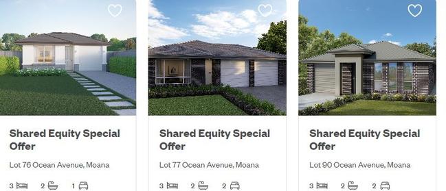 Properties available on the HomeSeeker website using the HomeStart shared equity scheme. Picture: Homeseeker