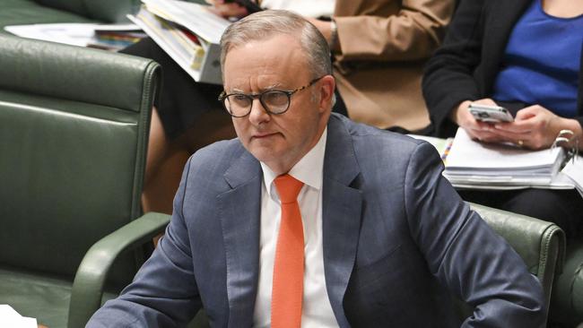 Anthony Albanese in question time on Thursday. Picture: NewsWire / Martin Ollman