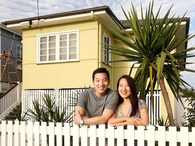 Colin and Lily Yi at their home in Hemmant, a Brisbane suburb with the most house price growth in the past year Picture: Josh Woning.