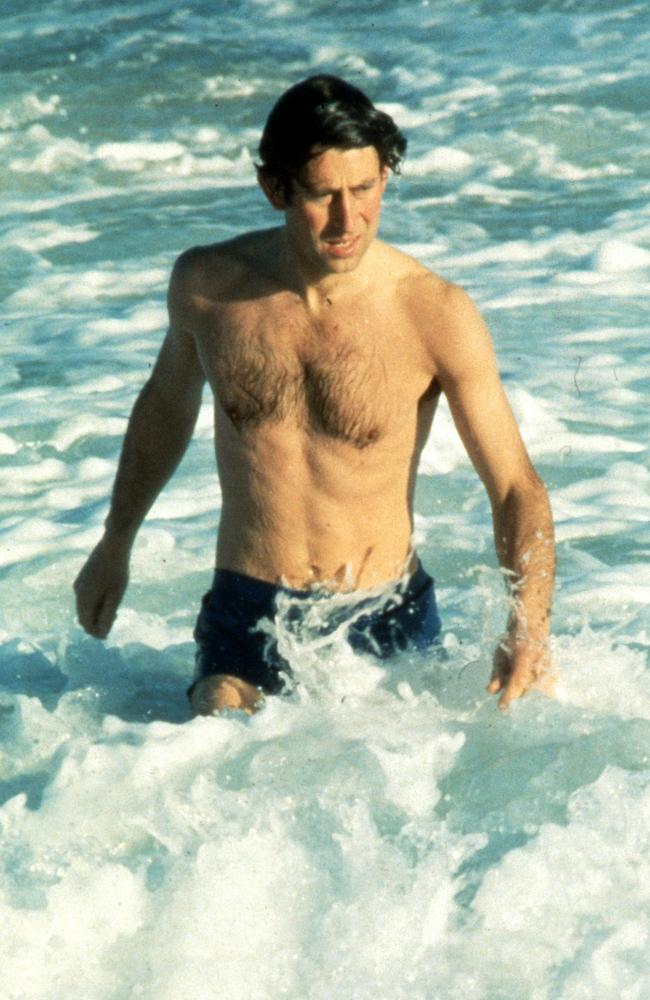 1981: The young Prince stripped down to his swimmers as he enjoyed a dip at Bondi Beach. Picture: Anwar Hussein / Getty Images