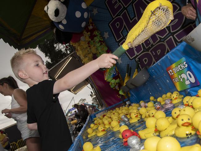 Nash Hinton enjoying a sideshow at the 2024 Swan Hill Show. Picture: Noel Fisher.