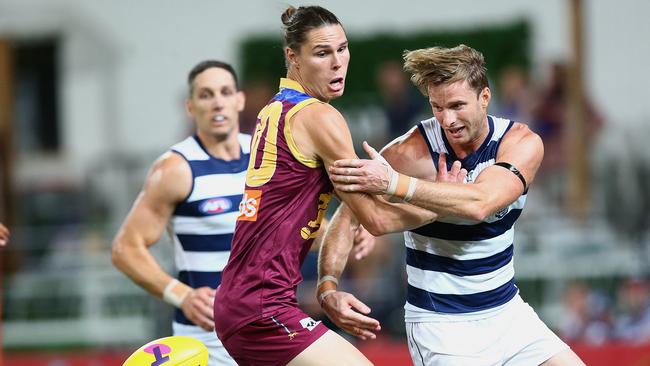 Eric Hipwood struggled to have a big impact in the preliminary final. Picture: Jono Searle/AFL Photos