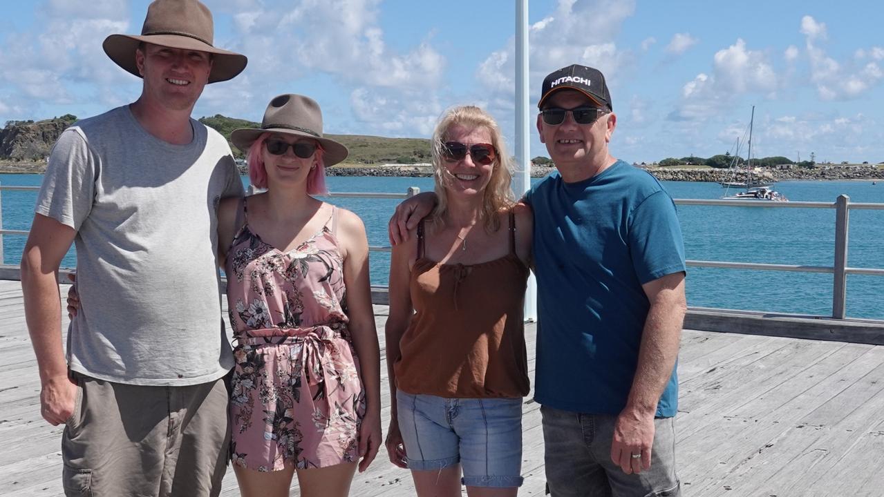 Sam and Jess Baker from Coffs Harbour and Michelle and Ted visiting for Christmas from the UK. Picture: Chris Knight