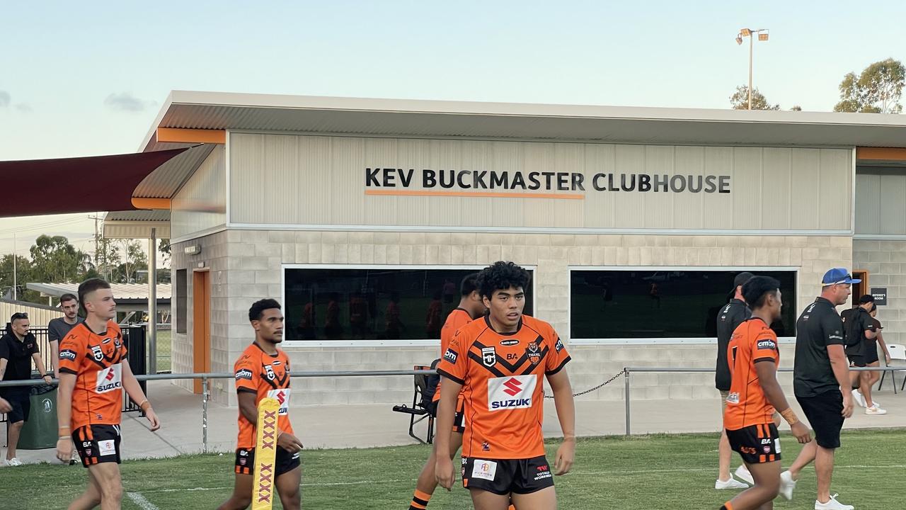 The Brisbane Tigers boys coming out for the second half.