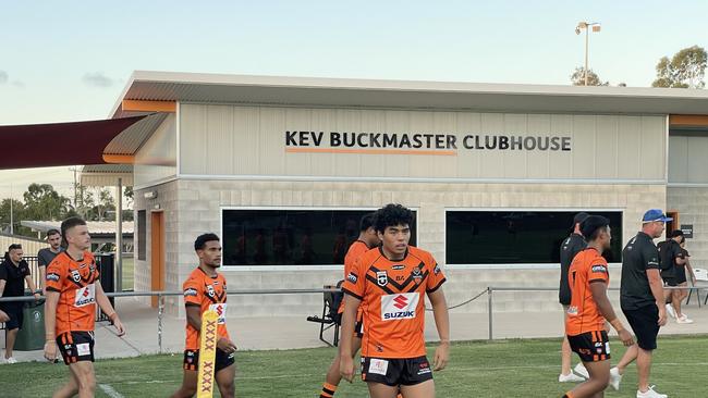 The Brisbane Tigers boys coming out for the second half.