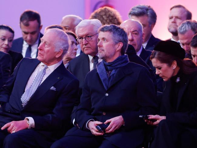 (front row L-R) King Charles, King Frederik and Queen Mary. Picture: AFP