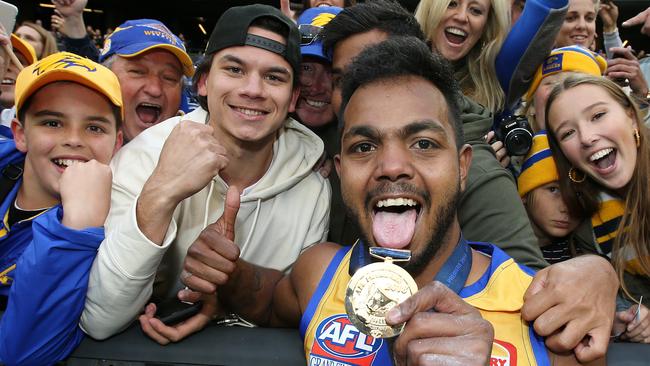 Suspended West Coast premiership star Willie Rioli had some sage advice for his cousin Dan Rioli before Saturday night’s Grand Final Picture: Michael Klein