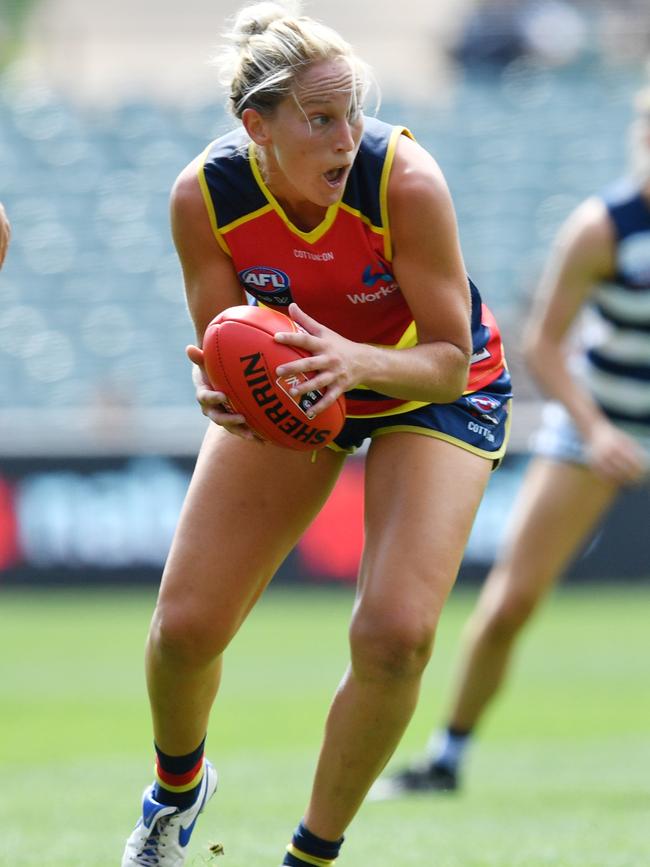 Marijana Rajcic in action during the preliminary final against Geelong last week. Picture: AAP/ David Mariuz