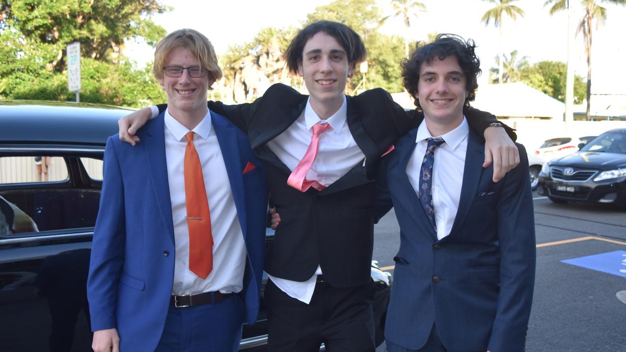 Riley Latouf, Darcy Longrigg and Thomas Harvey at the Sunshine Coast Grammar School formal on November 17. Picture: Sam Turner