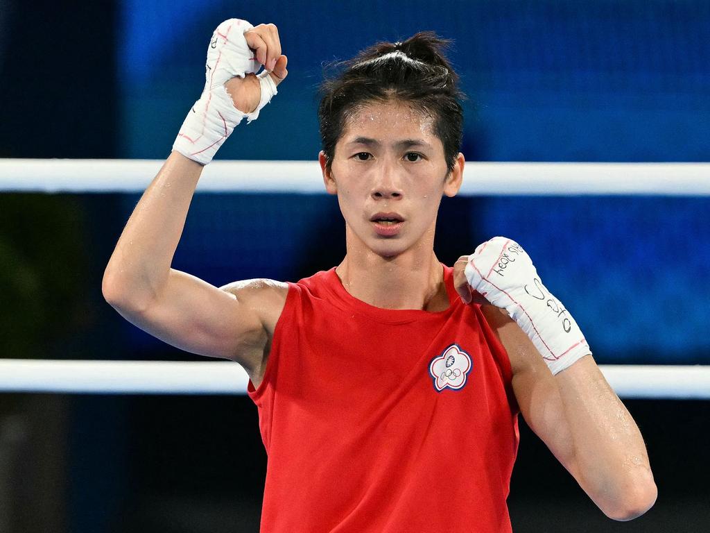 Taiwan's Lin Yu-ting reacts after beating Poland's Julia Szeremeta. Picture: AFP