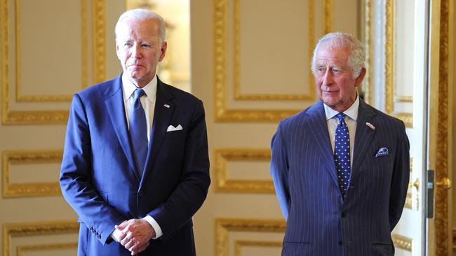 Joe Biden and King Charles III inside Windsor Castle in a visit aimed at strengthening the close relationship between the two nations. Picture: Getty Images