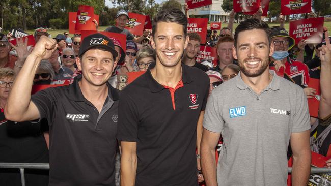 Supercars drivers Todd Hazelwood, Nick Percat and Scott Pye. Picture: Emma Brasier