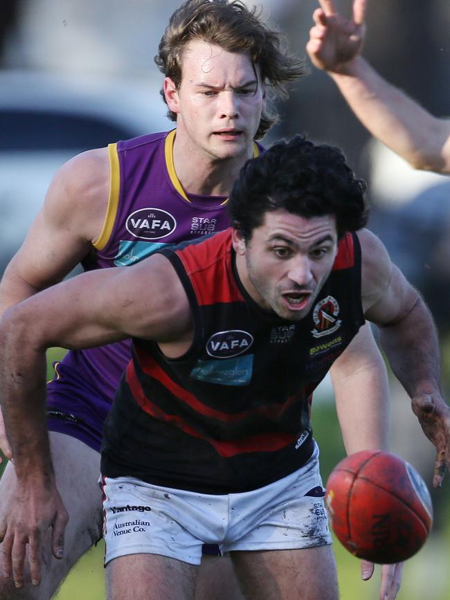 Marcus Stavrou hunts the ball for Old Xaverians.Picture: Stuart Milligan