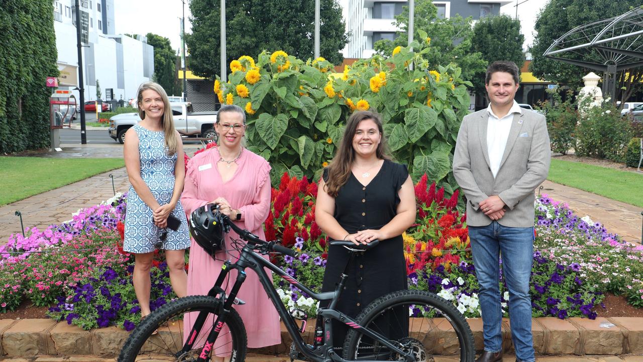 Preparing for Bike With Toowoomba are (from left) Phoebe Kinley, Cr Melissa Taylor, Alyssa Saw and Cr Tim McMahon.