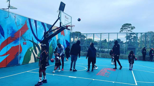 Local players checked out the new basketball court.