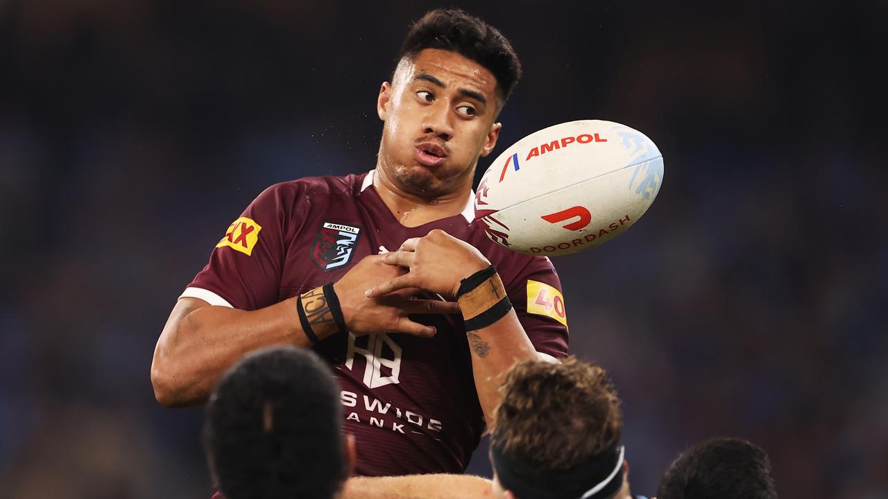 Murray Taulagi made his debut for the Maroons in Origin II. Picture: Mark Kolbe/Getty Images