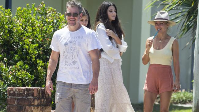 Matt Damon heads out for his first taste of freedom alongside Elsa Pataky in Byron Bay. Picture: Media-mode.com