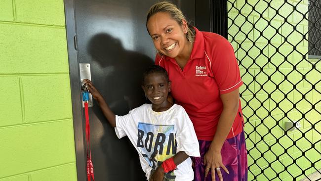 Remote Housing Minister Selena Uibo, pictured with a local Gapuwiyak resident, said she had seen first-hand the impacts of overcrowding. Picture: Supplied.