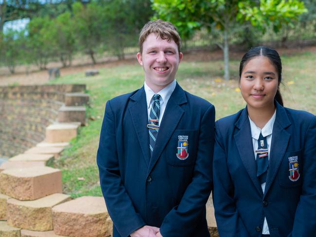 Groves Christian College school captains, Xavier Price and Tin Sui Bawihrin.