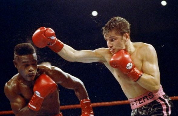 Troy Waters fighting Terry Norris. His slugfest with American Norris in 1993 was regarded as one of the most exciting fights of the 1990s. Picture: Getty Images